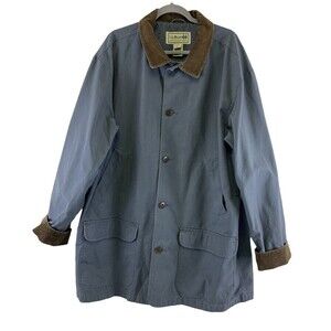 LL Bean Barn Chore Coat Jacket Canvas Blue 0WY17 Corduroy Collar Mens XXL Tall